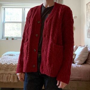 Corridor Red Cable Cardigan- Small